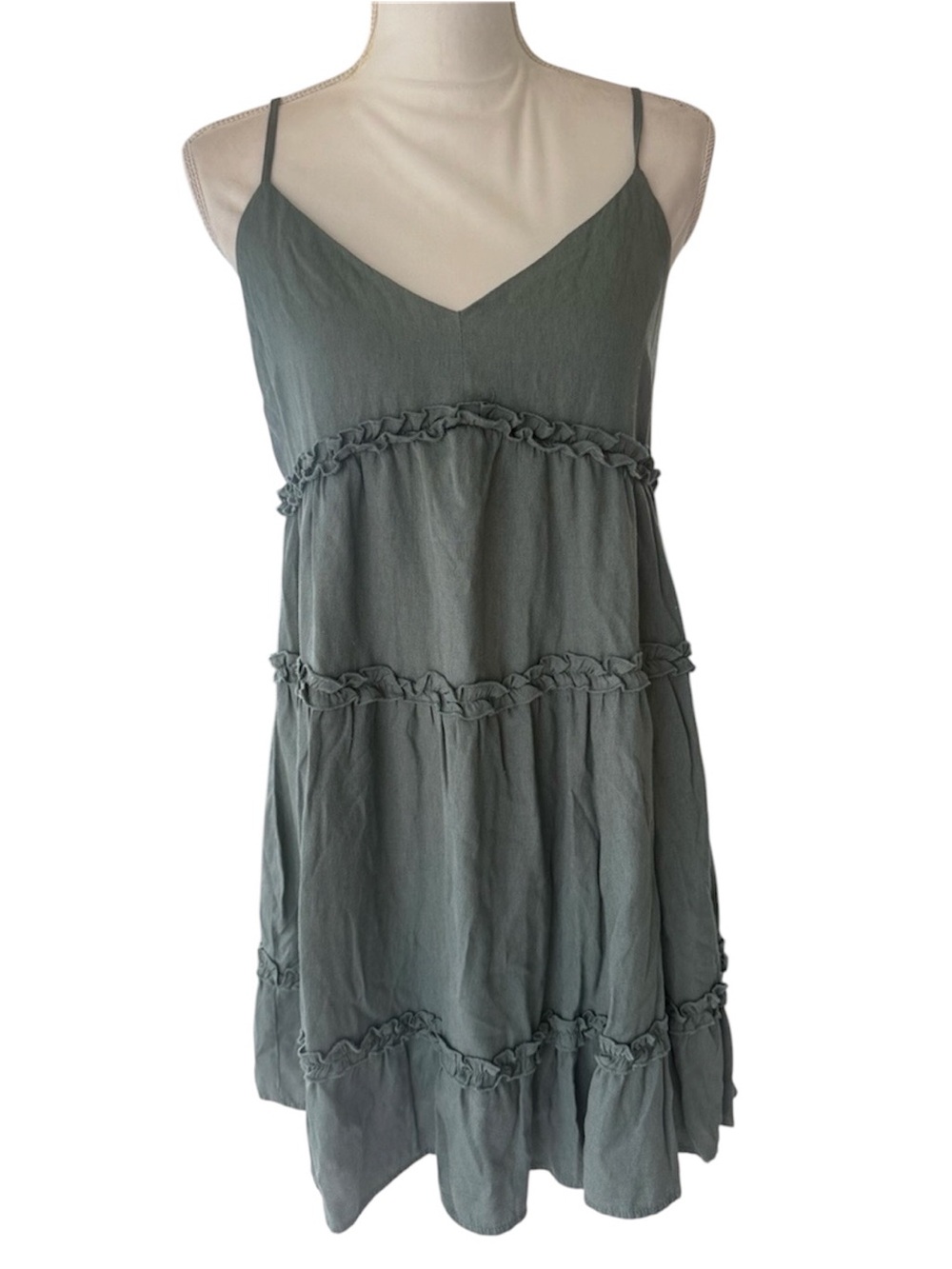 Trixxi Sundress spaghetti strap tiered flirty ruffle hem coquette womens